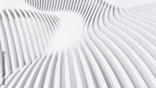 Abstract Curved Shapes. White Circular Background.