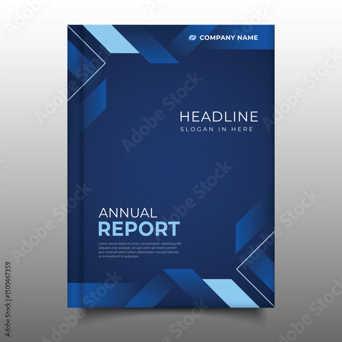 modern blue annual report cover template business flyer triangular design