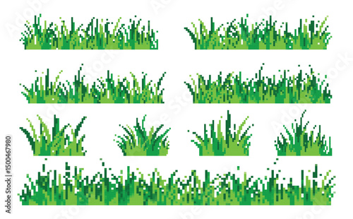 Wallpaper Mural Set illustration of retro green grass pixel art style icon on white background Torontodigital.ca