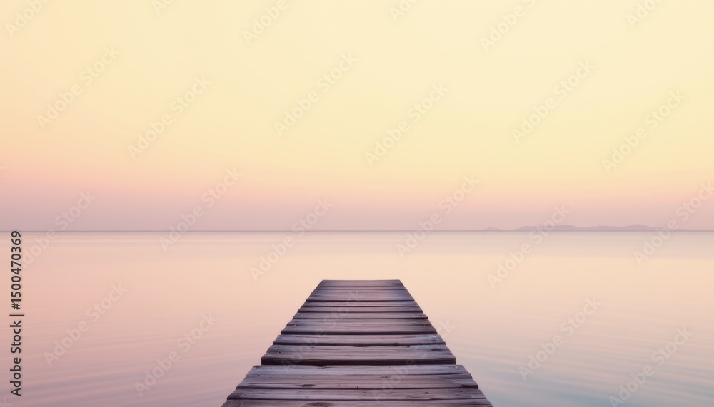 Fototapeta premium Tranquil sunset reflection calm lake scenic photography serene atmosphere wide angle peaceful nature landscape