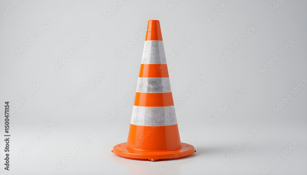 Orange traffic cone on transparent background for safety marking Orange traffic cone on transparent background for safety marking