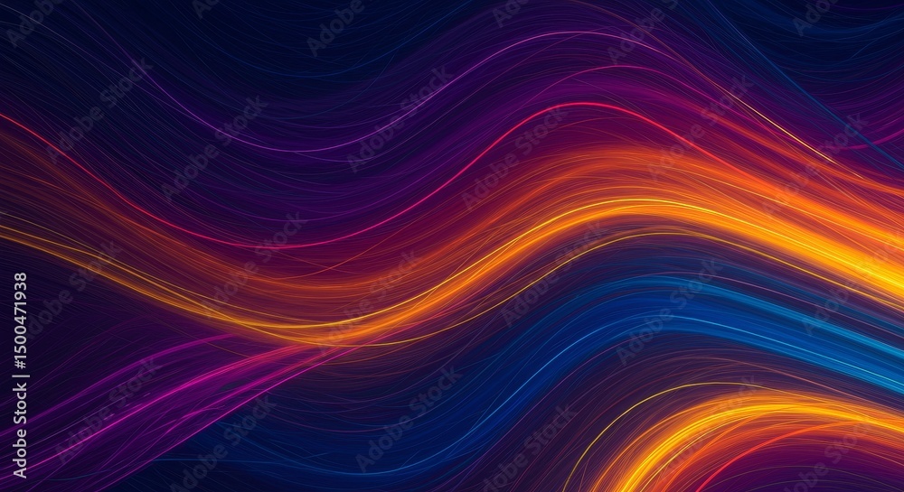 Obraz premium Abstract Background of Glowing Orange and Blue Light Waves Motion