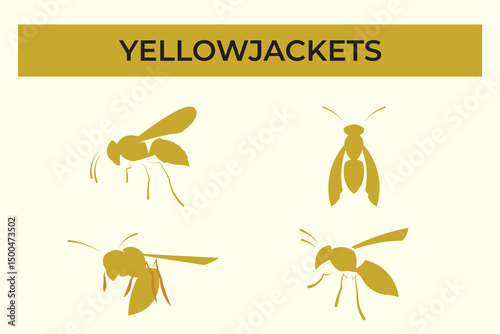 ilustrasi vektor sekumpulan lebah, logo jaket kuning vektor