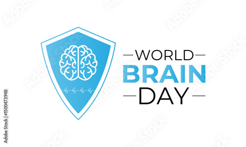 Vector graphic of Celebrate World Brain Day on July 22. A global initiative dedicated to raising awareness about brain health. Stethoscope and brain icon. Banner poster background design template.