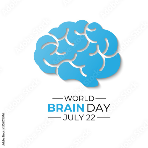 Vector graphic of Celebrate World Brain Day on July 22. A global initiative dedicated to raising awareness about brain health. Stethoscope and brain icon. Banner poster background design template.