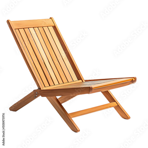 Modern Wooden Beach Chair with a Sleek Fold Away Design Isolated on Transparent Background