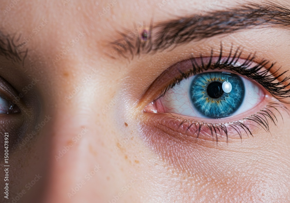 Fototapeta premium Close Up Photo Of Blue Eye Detailed Face With Eyelashes Beauty And Skin