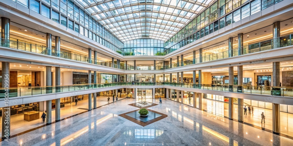 Fototapeta premium Grand atrium with high ceiling and large windows, atrium