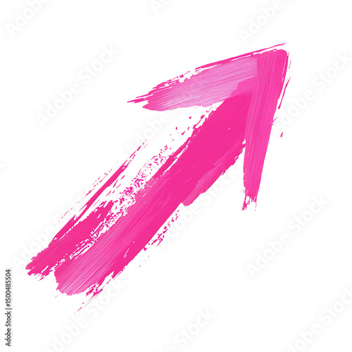 Abstract Arrow with Modern Brush Strokes in Electric Pink Isolated on Transparent Background