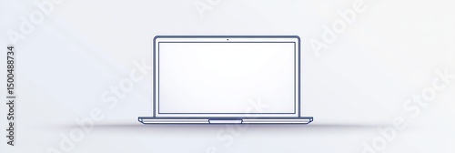 A clean vector line logo of a laptop, designed with sharp angles