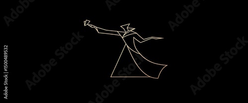 A clean vector line logo of a magician performing a 