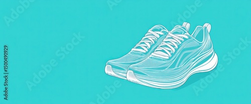 A clean vector-style line logo of a pair of running 