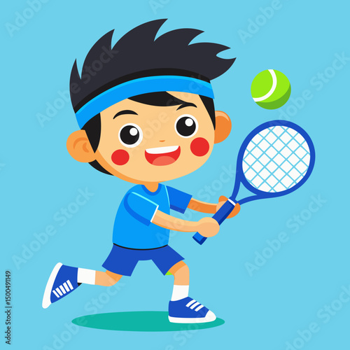boy playing tennis