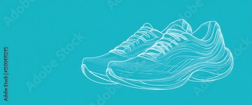 A clean vector-style line logo of a pair of running 