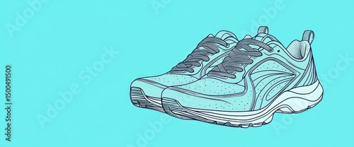 A clean vector-style line logo of a pair of running 