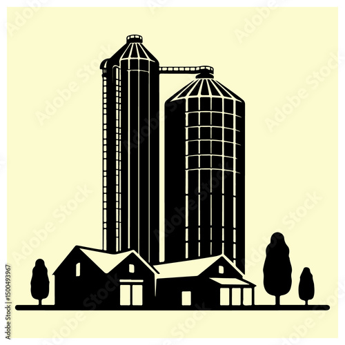 A black silhouette of a Silo vector