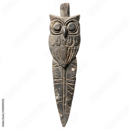 A Stone Arrow with Mississippian Owl Motifs Native Isolated on Transparent Background