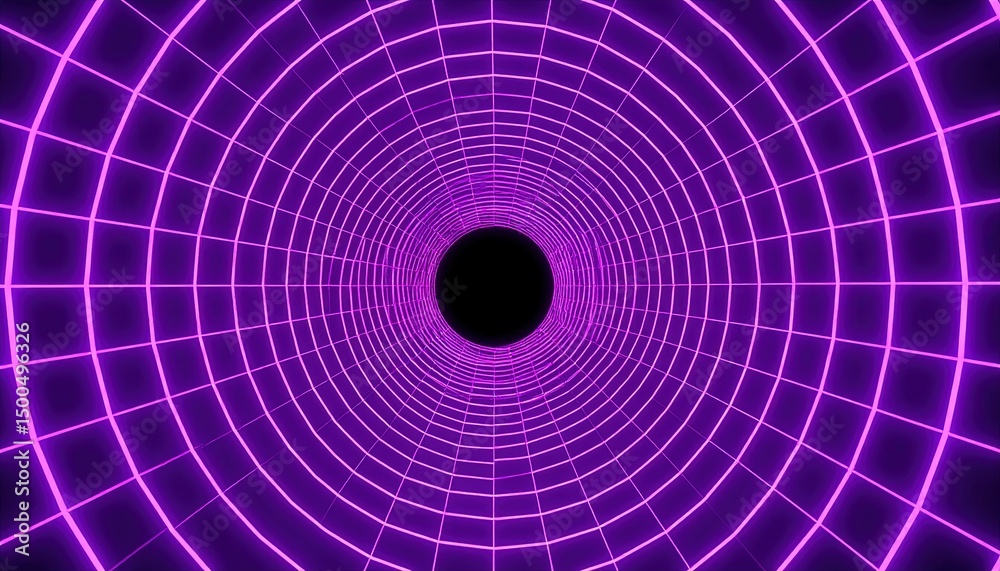 Fototapeta premium Purple Neon Grid Tunnel.