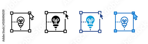 Idea Development - Multi Style Icon - lightbulb with vector editing tools suggests innovation through creative design and refinement