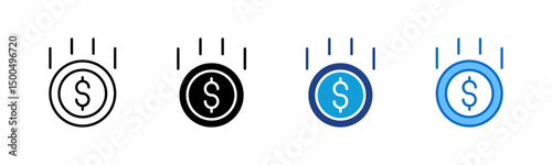 Capital Inflow - Multi Style Icon - Coin with lines suggests incoming funds and financial support for business growth