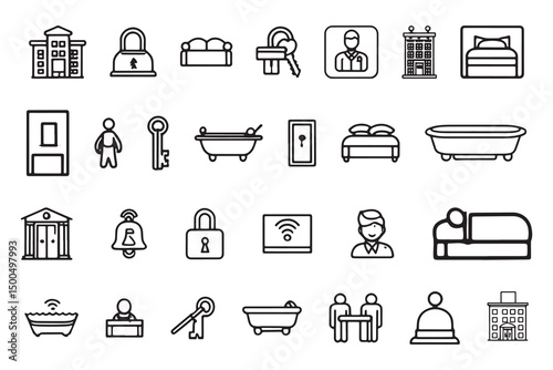 Hotel and Accommodation Icons Set
