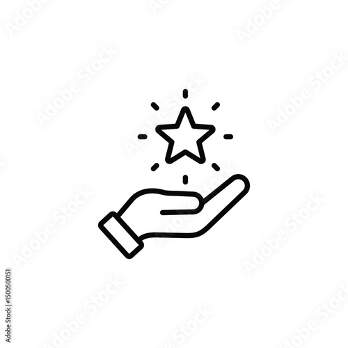 Hand holding star icon. in line style design on white background. vector illustration