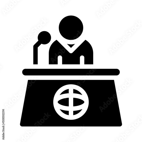 TV reporter glyph icon