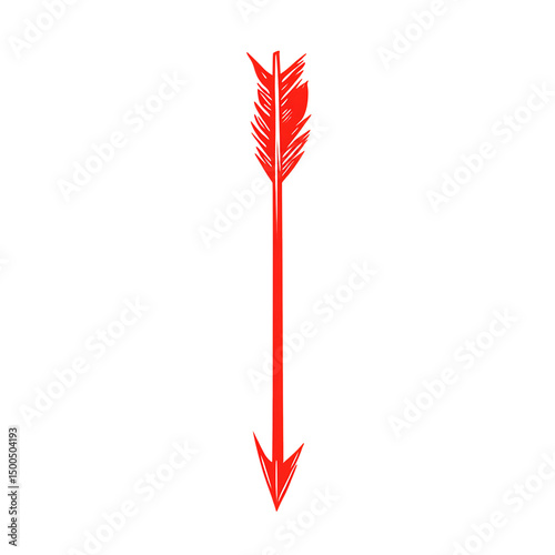 Minimalistic Arrow with a Sharp Outline in Vibrant Isolated on Transparent Background