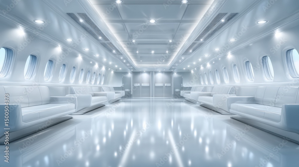 Obraz premium Luxury Private Jet Interior Modern Spacious Cabin Design