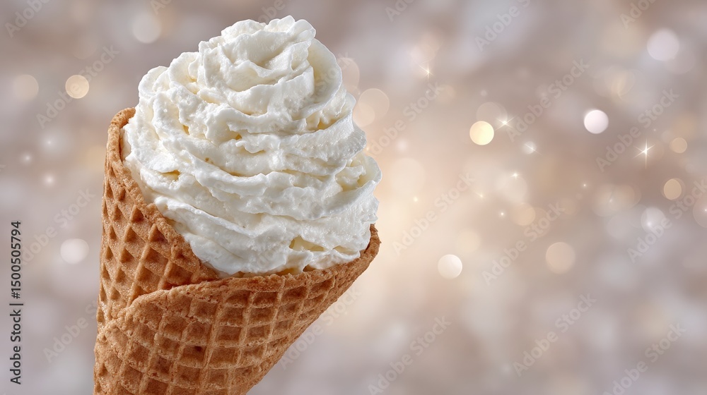 Delicious Soft Serve Ice Cream Cone on Neutral Background Delicious Soft Serve Ice Cream Cone on Neutral Background