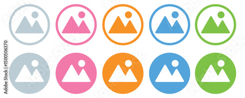 Gallery and Photo Icon Set – Image, Picture, and Upload Symbols in Thin Line and Vector Style, Vector illustration.