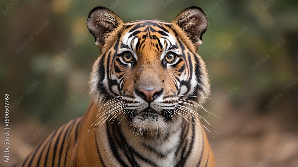 Fototapeta premium Intense and majestic tiger face in close-up