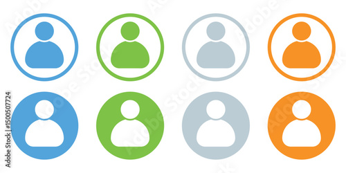 User Profile Icon Set – Default Avatar, Social Media, and Member Silhouettes in Solid and Editable Stroke Styles.
