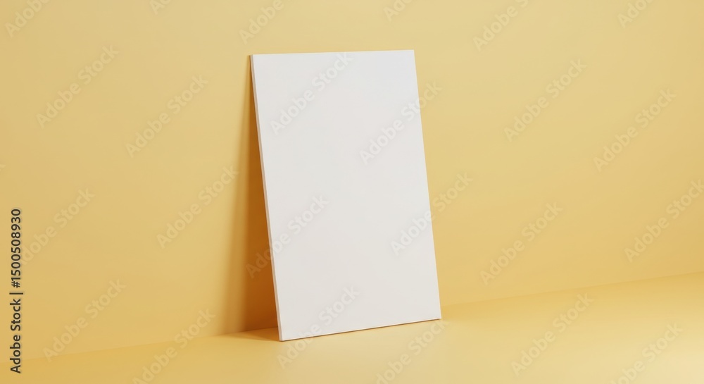 Naklejka premium Blank white rectangle on pastel yellow background