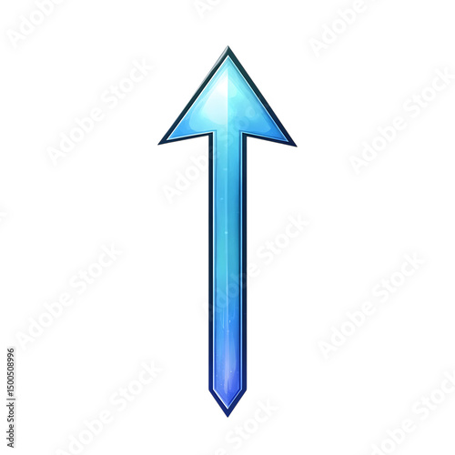 Sleek Arrow with Smooth Gradient Transitions in Icy Isolated on Transparent Background