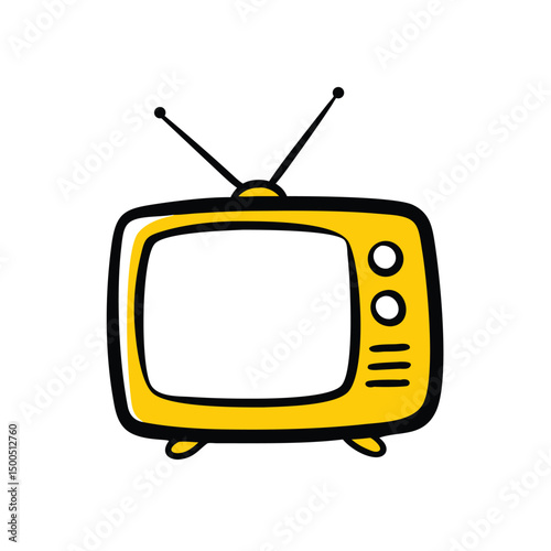 Minimal Flat Retro Television Vector Art.