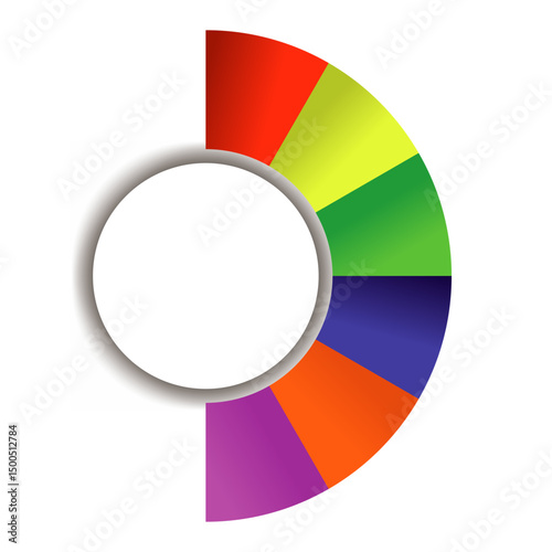 semicircle layout diagram with 6 steps list with colorful, circular layout diagram infographic element template, modern classic business template