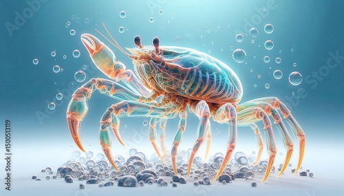 Wallpaper Mural Underwater scene featuring a colorful crab clear waters digital art marine environment close-up view vibrant colors Torontodigital.ca