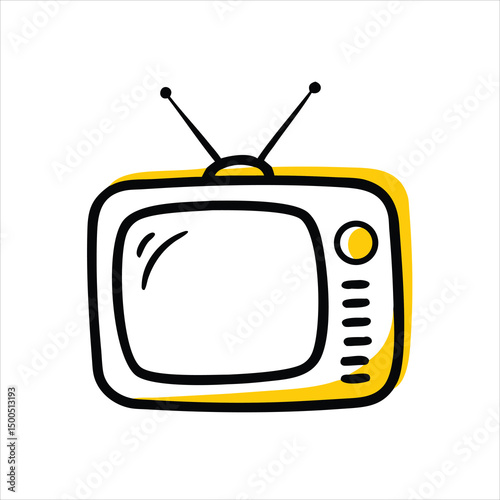 Minimal Flat Retro Television Vector Art.