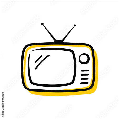 Minimal Flat Retro Television Vector Art.
