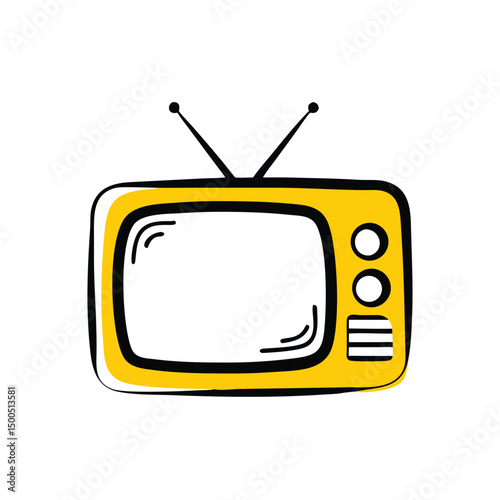 Minimal Flat Retro Television Vector Art.
