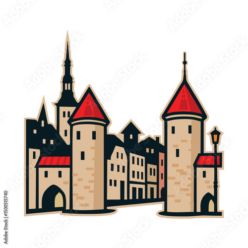 icon vector viru gate tallinn estonia landmarks