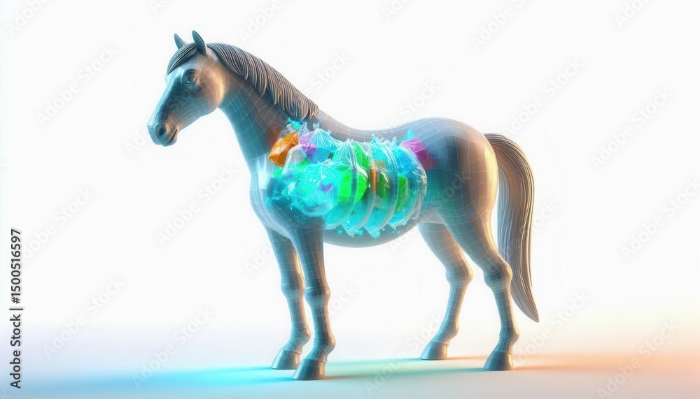 Fototapeta premium Anatomical insights of a horse digital artwork educational environment 3d visualization scientific concept