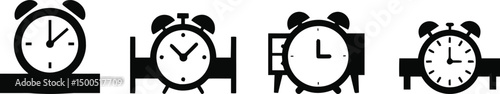 Alarm Clock on Nightstand Vector Silhouette | Transparent Background Illustration

