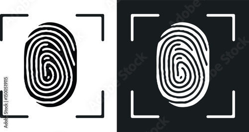 Finger print. Biometric Fingerprint with scanning. Finger print vector icon. Vector illustration