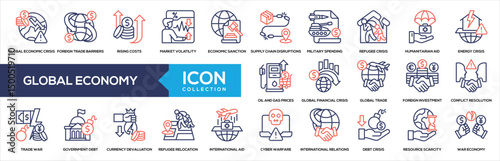 Global Economy Line Color Icon Collection
