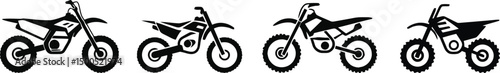 Dirt Bike Vector Silhouette Set Transparent Background Offroad Motorcycle Icon

