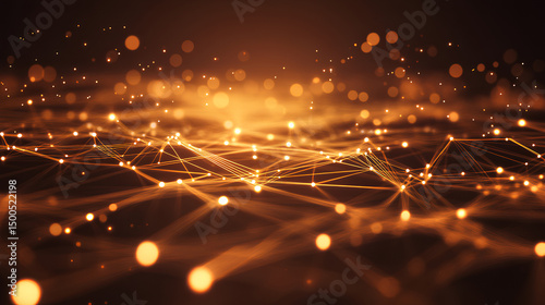 Abstract technology circle circuit background. Big data and AI concept. Thin lines with light dots on tech bg. Network pattern. Digital computer innovation banner on dark backdrop. 