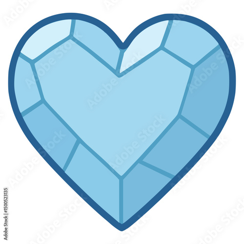 ice shaped heart sculpture flat color vector illustration template design