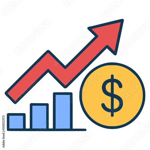 financial inflation business economy trade flat color vector illustration template design